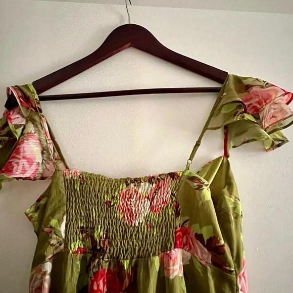 Floral Green Midi Dress - Picture 4 of 10